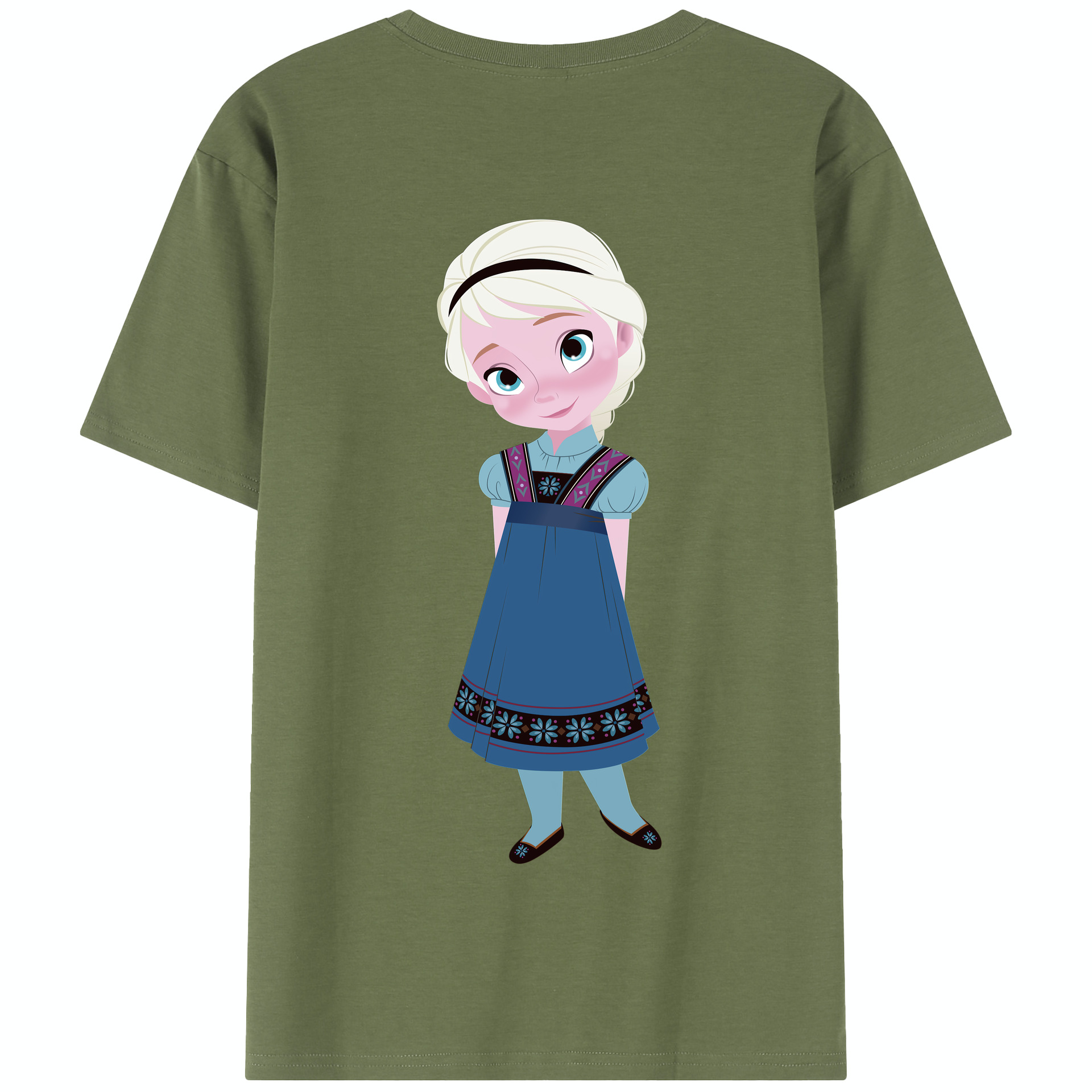 （画像用） アナと雪の女王 アンナ エルサ Frozen Anna Elsa 綿100％半袖Tシャツ（背面プリント）